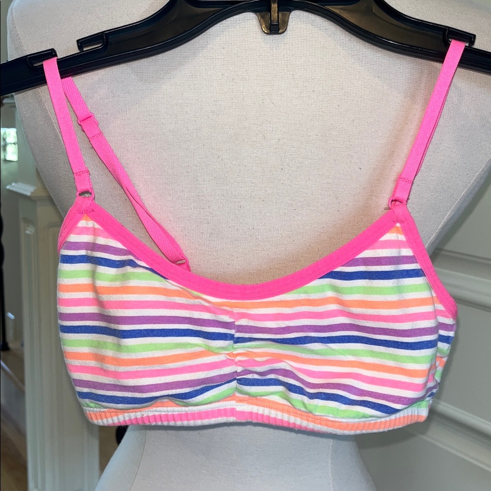 Colorful Striped Training Bra Bubble Gum Pink Blue Orange Green Purple